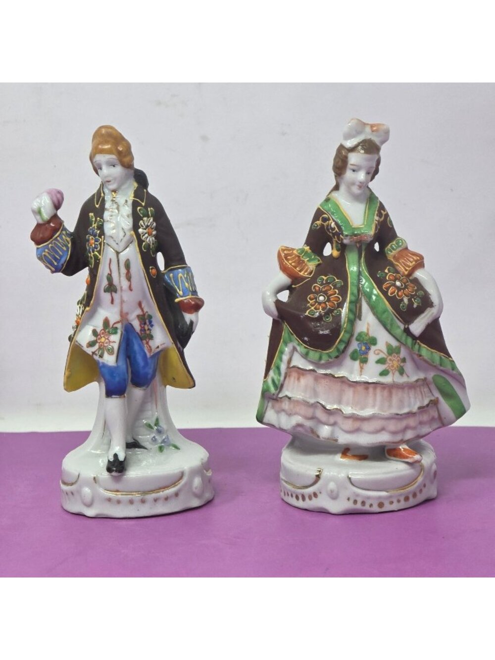 Vintage Hand-Painted Victorian Style Porcelain Figurines  Japan Collectible‎